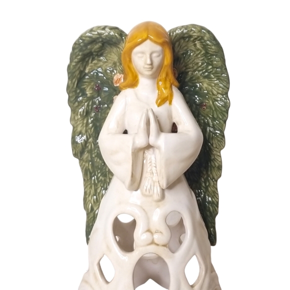 Praying Winged Angel Illuminated Reticulated Skirt‎ Christmas Angel 10" - Picture 2 of 10